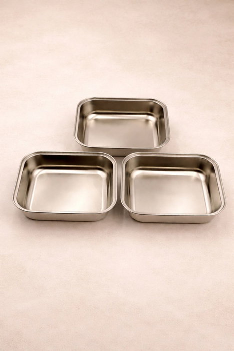 Hermia Set de 3 Recipientes para Horno de Acero Inoxidable, 650 ml
